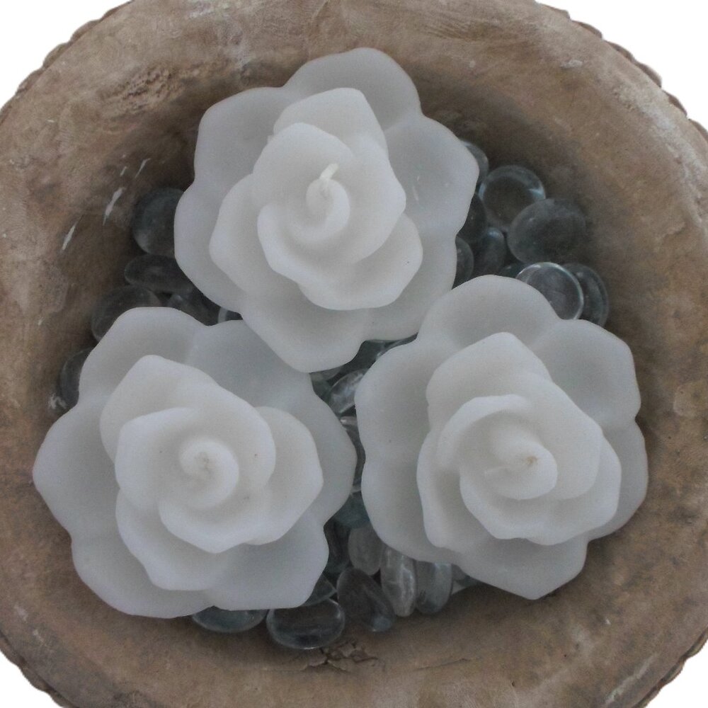 Floating Rose Shaped Candles – Set of 3